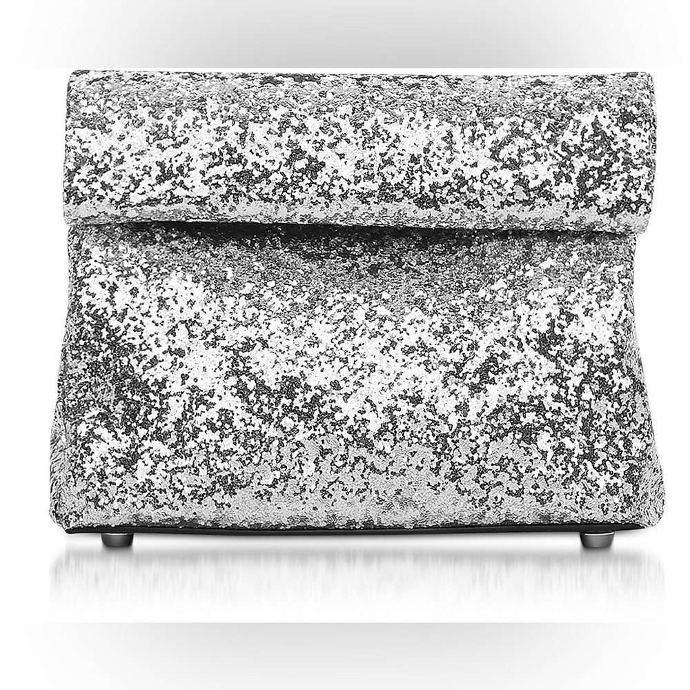 SIMON MILLER Silver Gray Glitter 20 Lunch Bag Evening Clutch